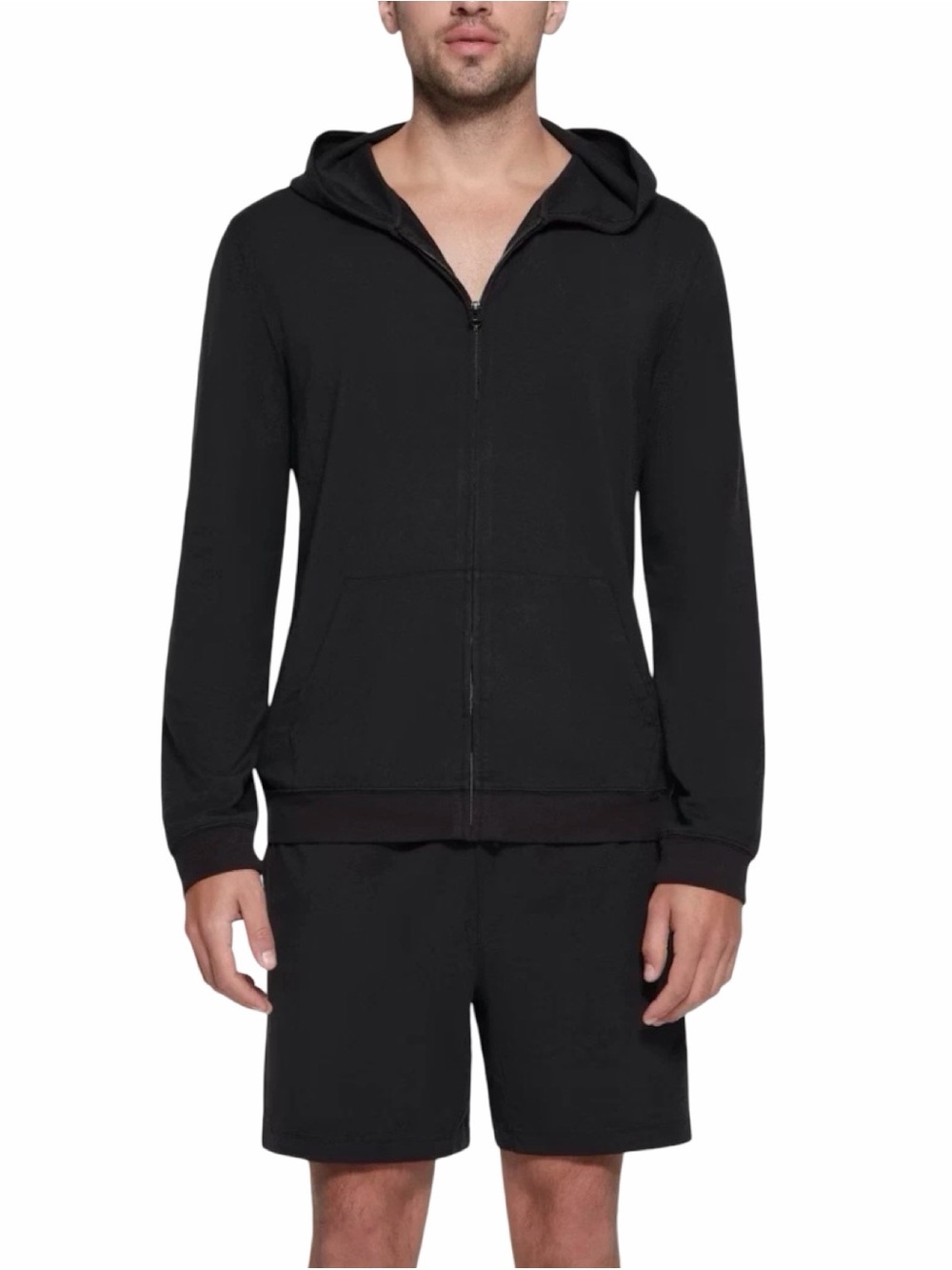 SKIMS Jersey Lounge Zip-Up Hoodie - Size Large - Obsidian